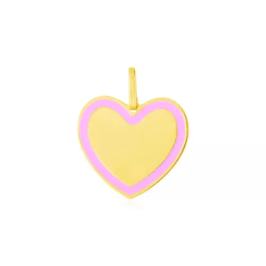 image of 14k Yellow Gold and Pink Enamel Heart Pendant with sku:d45938005-rcj