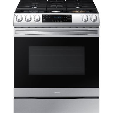 image of Samsung - 6.0 cu. ft. Front Control Slide-In Gas Convection Range with Air Fry & Wi-Fi, Fingerprint Resistant - Stainless steel with sku:bb21547060-6411913-bestbuy-samsung