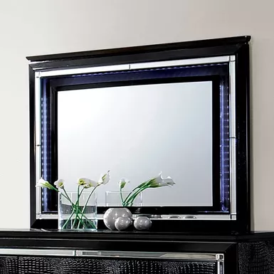 image of Contemporary Mirror in Black with sku:idf-7979bk-m-foa