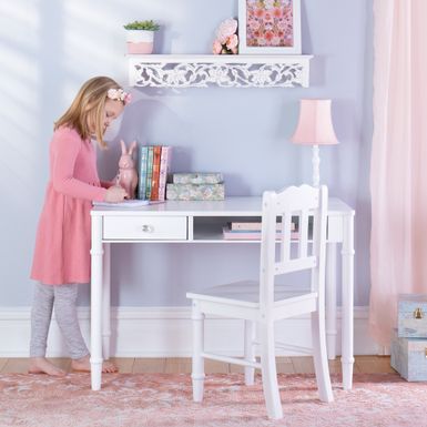 image of Guidecraft Kid's Dahlia Desk and Hutch with Chair - White with sku:hytnjsteljmefmibz8xuigstd8mu7mbs-gui-ovr