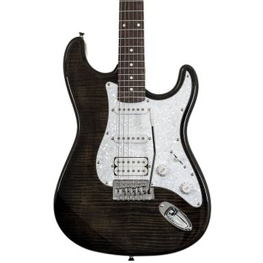 image of Washburn SDFTB Sonamaster Deluxe Electric Guitar Trans Black with sku:was-sdftb-guitarfactory