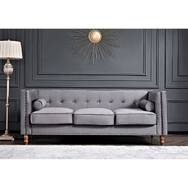 image of Kittleson 83'' Velvet Square Arm Sofa - Grey with sku:oikdz4cpqype4oy_nmypvwstd8mu7mbs-usp-ovr