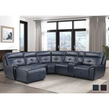 Veilleux Modular Reclining Sectional Sofa with Left Chaise - Dark Brown