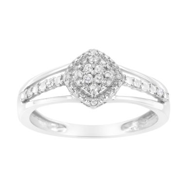 image of .925 Sterling Silver 1/10 Cttw Diamond Split Shank Promise Cocktail Ring (I-J Color, I1-I2 Clarity) - Choice of size with sku:018565r800-luxcom