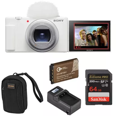 image of Sony Sony ZV-1 II Compact Vlog Camera, White + Essentials Kit with sku:isozv1m2wek-adorama