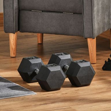image of Soozier Hex Rubber Free Weight Dumbbells 50 Lbs. Set of 2 with Steel Handles, Hand Weight for Strength Workout Training, Black - Black with sku:4y1fjhglxc-jginlbo1k-gstd8mu7mbs-overstock