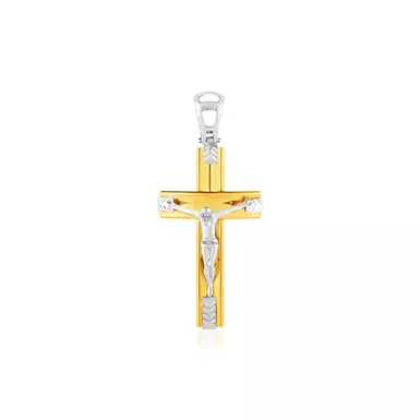 image of 14k Two Tone Gold Crucifix Pendant with sku:d51807742-rcj