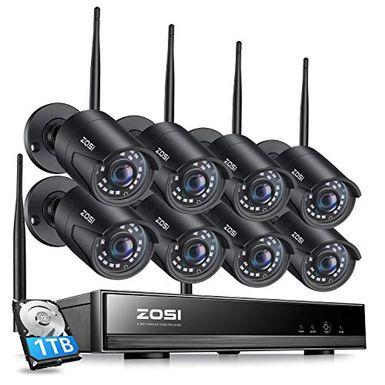image of ZOSI 1080P Wireless Home Security Camera System, H.265+ 8CH CCTV Network Video Recorder (NVR) with Hard Drive 1TB and 8 x 1080P Auto Match WiFi IP Camera Outdoor Indoor,80ft Night Vision,Remote Access with sku:b083s3y1hc-zos-amz