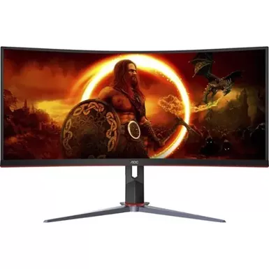 AOC - CU34G2XP 34" VA Curved Gaming Monitor, WQHD (3440x1440), 180Hz, 1ms, Freesync, HDR400 - Black/Red