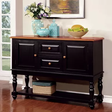 image of Transitional Wood Multi-Storage Sideboard in Black and Oak with sku:idf-3431sv-foa