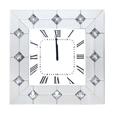 image of ACME Hessa Wall CLock, Mirrored & Faux Rhinestones with sku:97406-acmefurniture