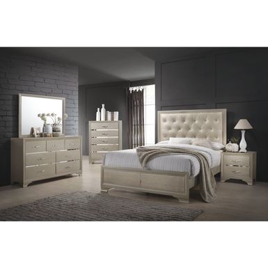 image of Silver Orchid Arcaro Transitional Champagne 4-piece Bedroom Set - Queen with sku:hqjfravyenscnq_quqby4wstd8mu7mbs-coa-ovr