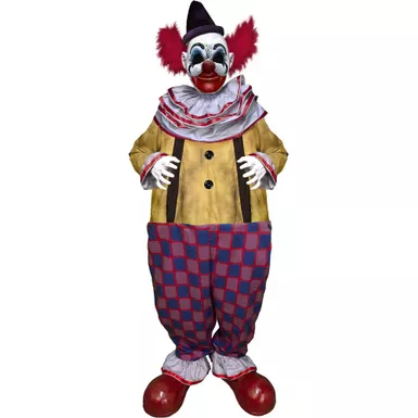 Motion-Activated Startling Arms Clown by Tekky, Premium Talking Halloween Animatronic, Plug-In or Battery