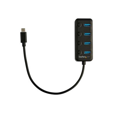 image of StarTech.com 4 Port USB C Hub  USB-C to 4x USB 3.0 Type-A Ports with Individual On/Off Port Switches  SuperSpeed 5Gbps USB 3.1/3.2 Gen 1  USB Bus Powered  Portable  10" Attached Cable - Windows/macOS/Linux (HB30C4AIB) - hub - 4 ports with sku:bb21083837-bestbuy