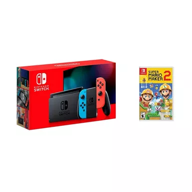 Nintendo - Switch 1.1 (Red/Blue) + Super Mario Maker 2 BUNDLE