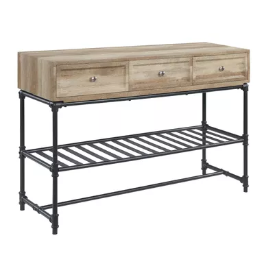 ACME Brantley Sofa Table, Oak & Sandy Black Finish