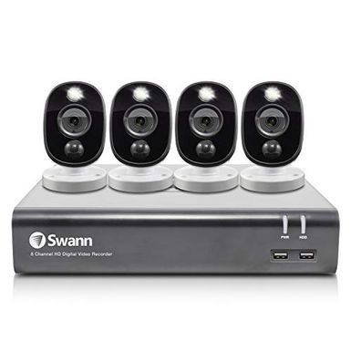 Swann DVR 4580 8-Channel Full HD 1TB DVR Security System with 4 Warning Light Cameras