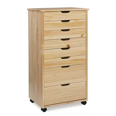 Carlisle Eight Drawer Rolling Storage Cart Natural