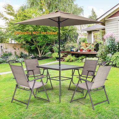 image of VredHom 5-Piece Patio Dining Set, 1 Table, 4 Folding Chairs - Beige - 5-Piece Sets with sku:leie7ey9-nushdgeww69yqstd8mu7mbs--ovr