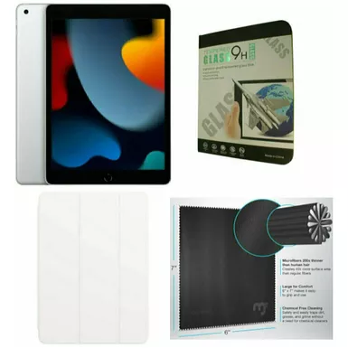 image of Apple 10.2-Inch iPad (9th Generation) with Wi-Fi 64GB Silver White Case Bundle with sku:mk2l3wh-streamline