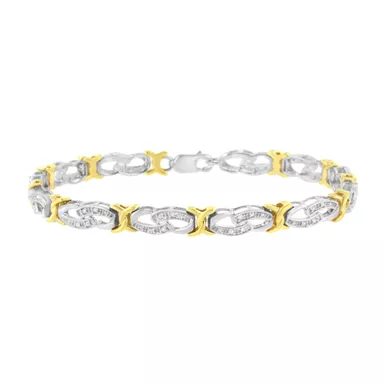 10k Yellow Gold Plated Sterling Silver 1/4 cttw Diamond Infinity and X Link Bracelet (I-J, I2-I3) - Size 7.25