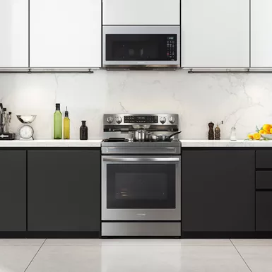 Samsung - 6.3 cu. ft. Freestanding Electric Convection+ Range with WiFi, No-Preheat Air Fry and Griddle - Stainless Steel