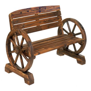image of Wagon Wheel Bench 42.25x21x31" - Brown with sku:7dqhehht9daykeu9jqr5pgstd8mu7mbs-sig-ovr