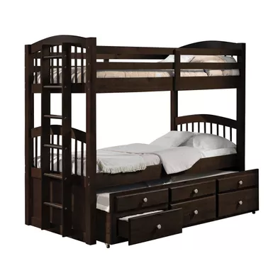 image of ACME Micah Twin/Twin Bunk Bed w/Trundle & Storage, Espresso with sku:40000-acmefurniture