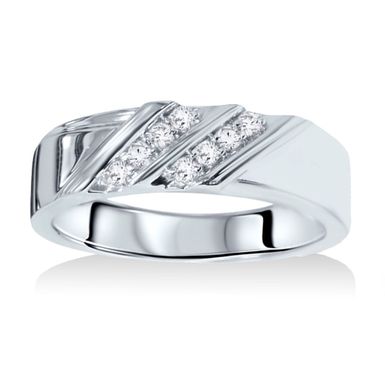 image of 14k White Gold 1/10ct TDW Men's Diamond Wedding Ring - 7 with sku:crieemxvbhwtf9wdp25qcgstd8mu7mbs-pom-ovr