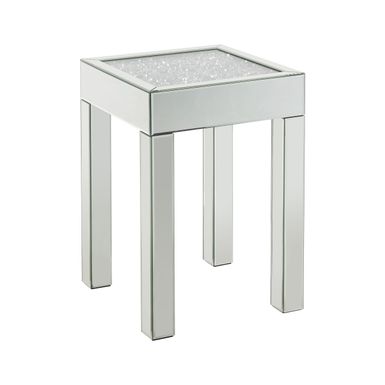 ACME Noralie End Table, Mirrored & Faux Diamonds