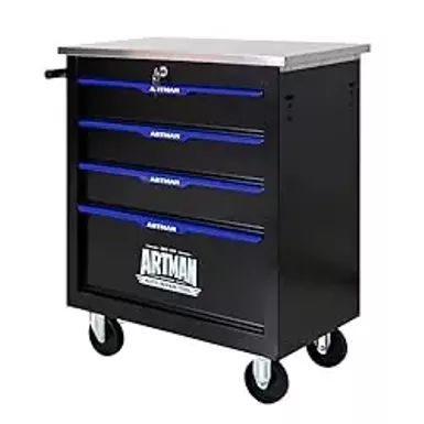 SumKea 4 Drawers Tool Chests, 25.91" Rolling Tool Cabinet, with Key Locking and 4 Toolbox On Wheels, Suitable for Garages, Warehouses, Workshops, Repair Shops, Black