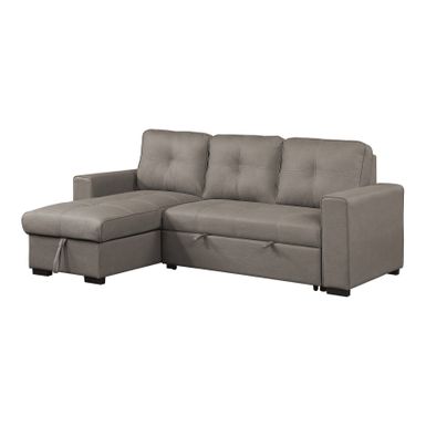 Nico Sectional Sofa Chaise with Pull-out Bed - Taupe (Microfiber)