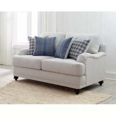 Gwen Recessed Arms Loveseat Light Grey