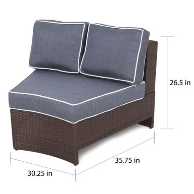 Madras Tortuga Outdoor Wicker Sectional Set with Ottoman by Christopher Knight Home - 8-piece Navy with Ottoman
