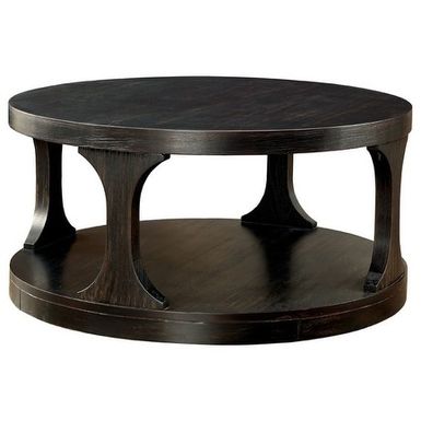 image of Carrie Transitional Coffee Table, Antique Black - Wood - Modern & Contemporary - Coffee Tables - Polished - Base - Assembly Required - Black - Wood - Solid Wood - Wood with sku:u-rgzfuymf7ibdfuy_s_ywstd8mu7mbs-overstock