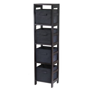 image of Capri 4-Section N Storage Shelf with 4 Foldable Black Fabric Baskets with sku:-fxpa9j5bxoa9gxn18t_lwstd8mu7mbs-overstock