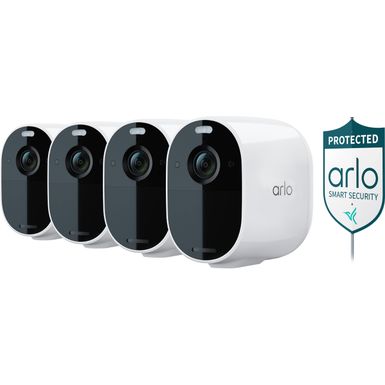 image of Arlo - Essential Spotlight 4-Camera Indoor/Outdoor Wireless 1080p Surveillance System - White with sku:bb21977680-6502273-bestbuy-arlo