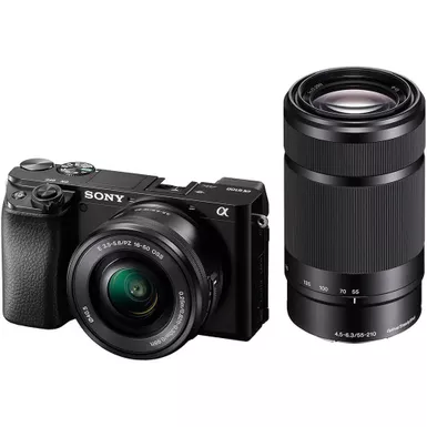 image of Sony - Alpha 6100 Mirrorless Camera 2-Lens Kit with E PZ 16-50mm and E 55-210mm Lenses - Black with sku:bb21321035-bestbuy