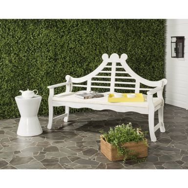 image of Safavieh Azusa Outdoor Antique/ White Bench - PAT6741C with sku:oniaebnb3nfrrvr9itaevwstd8mu7mbs-overstock