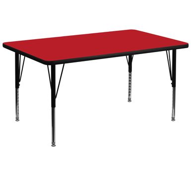 image of 36''W x 72''L Rectangular HP Laminate Activity Table - Adjustable Short Legs - Red with sku:-ydxaeuwzuxml1fpnclr0gstd8mu7mbs-overstock