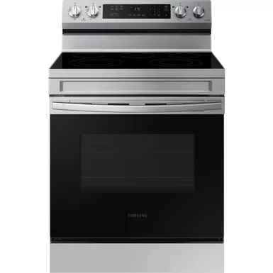 image of Samsung - 6.3 cu. ft. Freestanding Electric Range with Rapid Boil, WiFi & Self Clean - Stainless Steel with sku:bb21695093-bestbuy