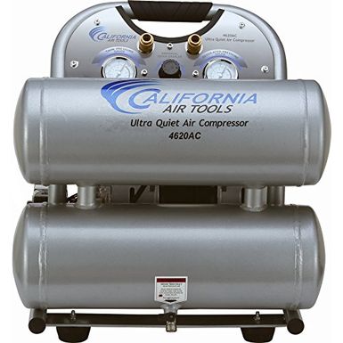 image of California Air Tools CAT-4620AC Ultra Quiet & Oil-Free 2.0 hp 4.0 gallon Aluminum Twin Tank Electric Portable Air Compressor, Silver with sku:b005sod08m-amazon