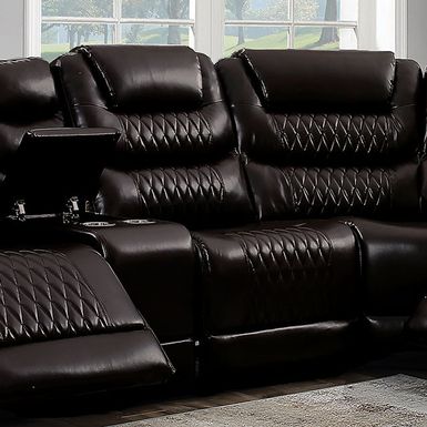 image of Transitional Brown Power Recliner with sku:idf-6895br-ac-r-foa