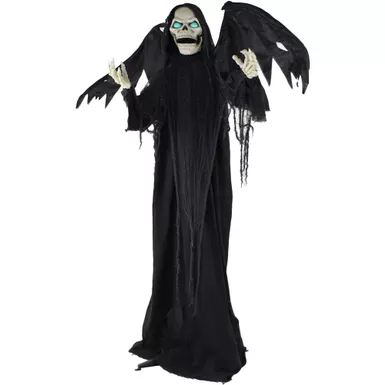 Life-Size Animatronic Winged Reaper with Lights and Sound, Indoor/Covered Outdoor Halloween Decoration