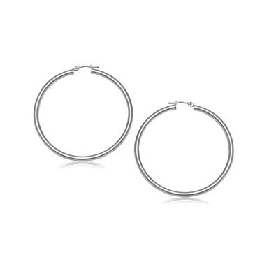image of 10k White Gold Polished Hoop Earrings (25 mm) with sku:d22511674-rcj