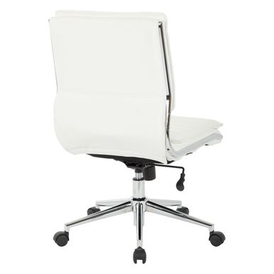 Armless Mid Back Professional Managers Faux Leather Chair with Chrome Base - White