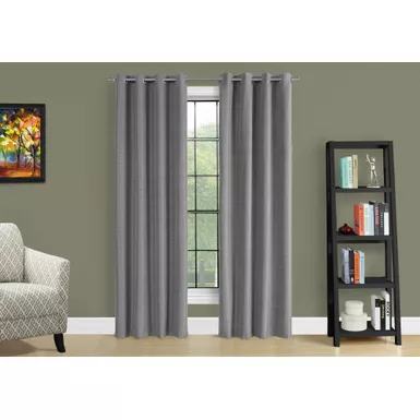 image of Curtain Panel/ 2pcs Set/ 54"W X 84"L/ 100% Blackout/ Grommet/ Living Room/ Bedroom/ Kitchen/ Thermal Insulation/ Polyester/ Grey/ Contemporary/ Modern with sku:i-9841-monarch