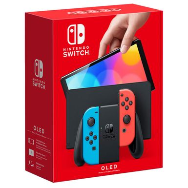 Nintendo Switch 64GB OLED Console with Neon Red and Neon Blue Joy-Con Controllers Bundle with Carry Case & Screen Protection, Metroid...