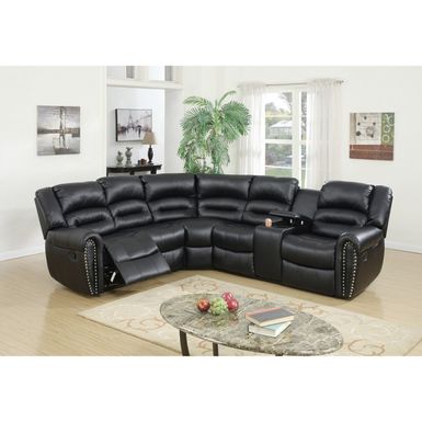 image of Bonded Leather Motion Sectional - Black with sku:ucbzapg-pizy2xh0evz1cgstd8mu7mbs-overstock