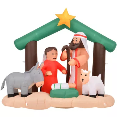 7ft Inflatable Nativity Scene with Animals with Lights